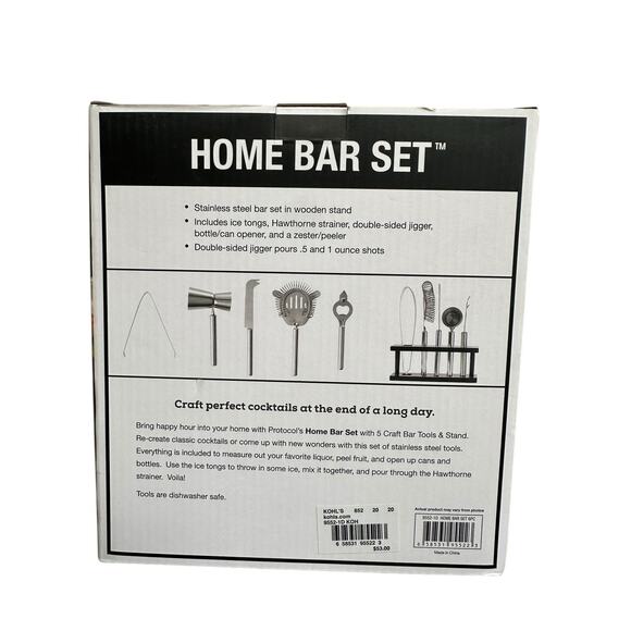 PROTOCOL 6 Piece Stainless Steel Home Bar Set New in Box - Picture 3 of 5